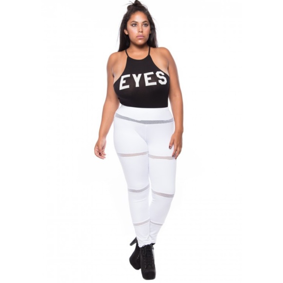 1x-3x New Plus Size Contrast White Leggings - Picture 2 of 8
